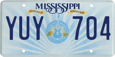 MS license plate YUY704