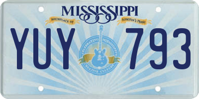 MS license plate YUY793