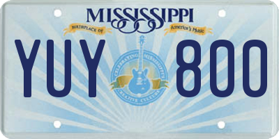 MS license plate YUY800
