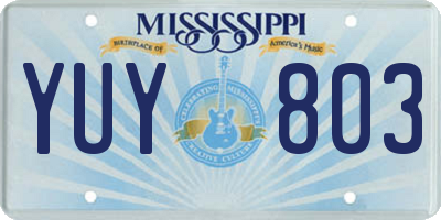 MS license plate YUY803