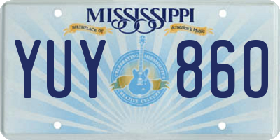 MS license plate YUY860
