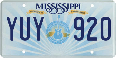 MS license plate YUY920