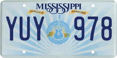 MS license plate YUY978