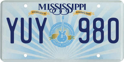MS license plate YUY980
