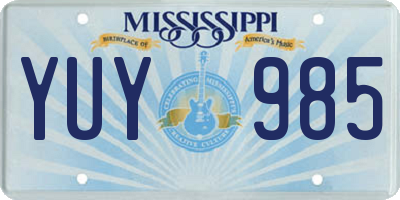MS license plate YUY985