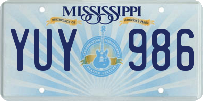 MS license plate YUY986