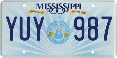 MS license plate YUY987