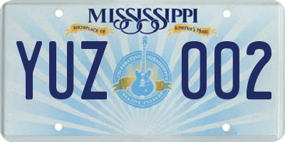 MS license plate YUZ002