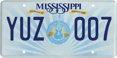 MS license plate YUZ007