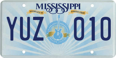 MS license plate YUZ010