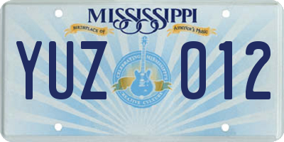 MS license plate YUZ012