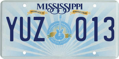 MS license plate YUZ013