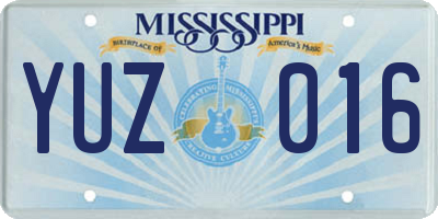 MS license plate YUZ016