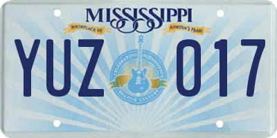 MS license plate YUZ017
