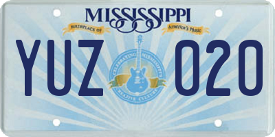 MS license plate YUZ020