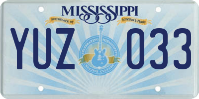 MS license plate YUZ033