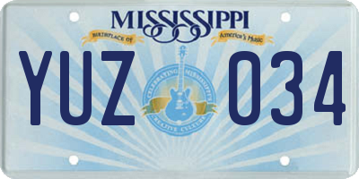 MS license plate YUZ034