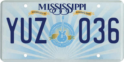 MS license plate YUZ036