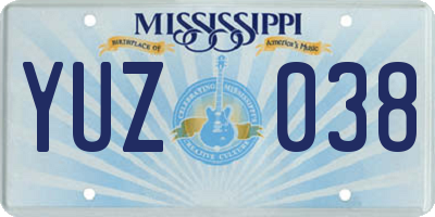 MS license plate YUZ038