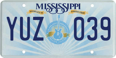 MS license plate YUZ039