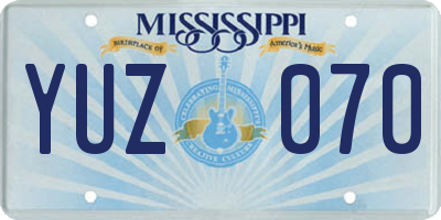 MS license plate YUZ070