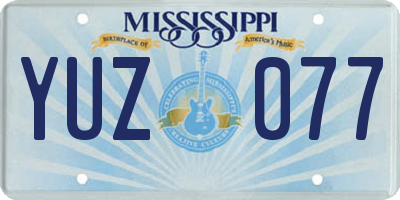 MS license plate YUZ077