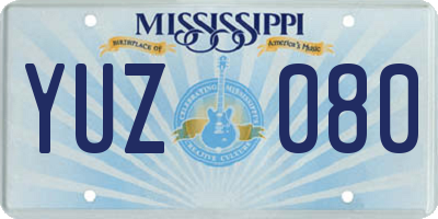 MS license plate YUZ080