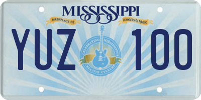 MS license plate YUZ100