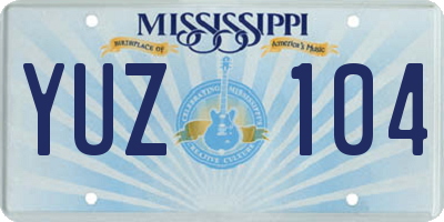 MS license plate YUZ104