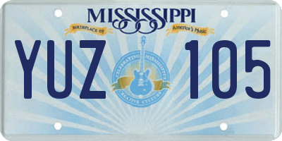 MS license plate YUZ105