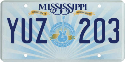 MS license plate YUZ203