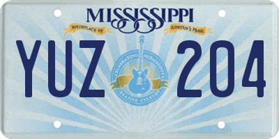 MS license plate YUZ204