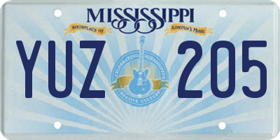 MS license plate YUZ205