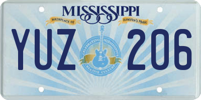 MS license plate YUZ206