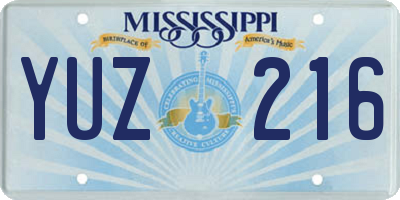 MS license plate YUZ216