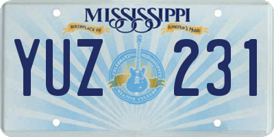 MS license plate YUZ231