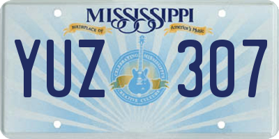 MS license plate YUZ307