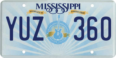 MS license plate YUZ360
