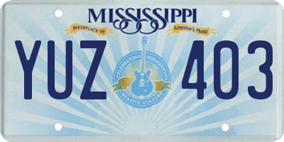 MS license plate YUZ403