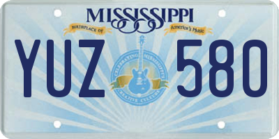 MS license plate YUZ580