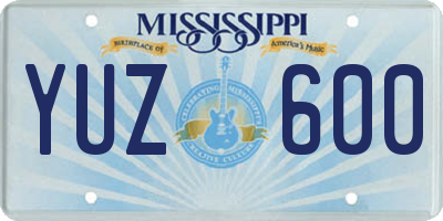 MS license plate YUZ600