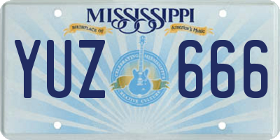 MS license plate YUZ666