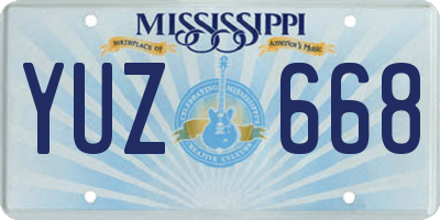 MS license plate YUZ668