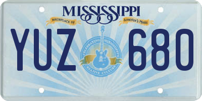 MS license plate YUZ680