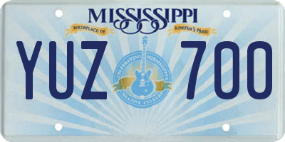 MS license plate YUZ700