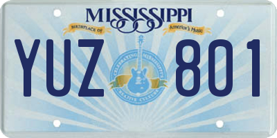 MS license plate YUZ801