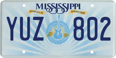 MS license plate YUZ802