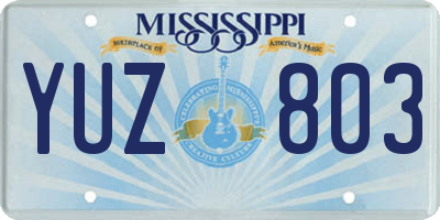 MS license plate YUZ803
