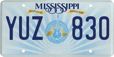 MS license plate YUZ830