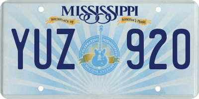 MS license plate YUZ920